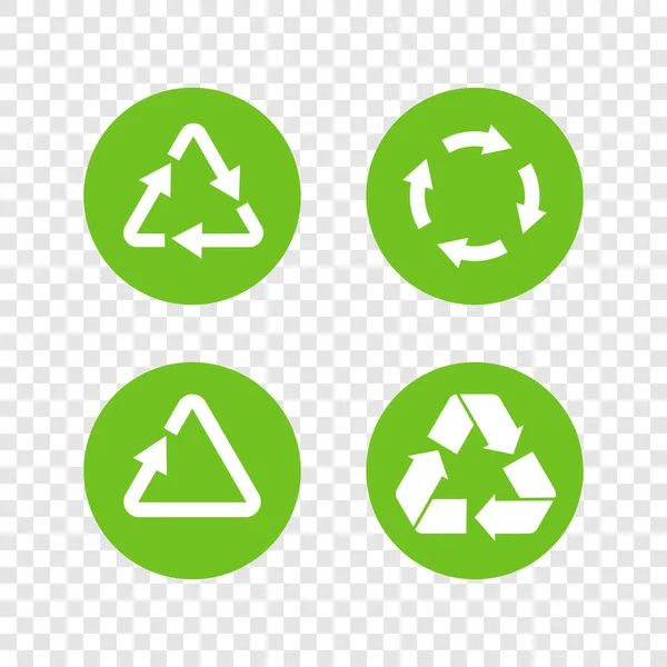 Reciclar Vetor Ícone Fundo Transparente Logotipo Verde Com Seta — Vetor de Stock