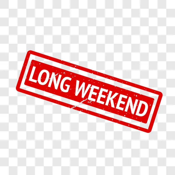 Long Week End Texte Timbre Rouge Sur Fond Transparent — Image vectorielle