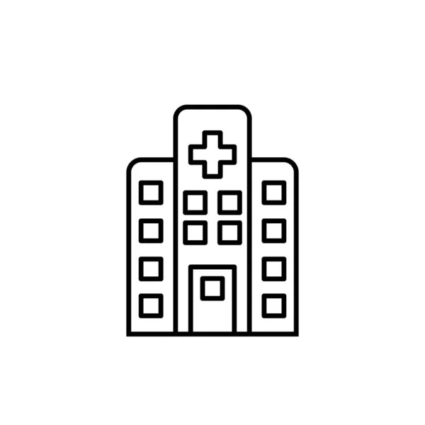 Icono Línea Hospital Médico Sobre Fondo Blanco Signo Vectorial — Vector de stock