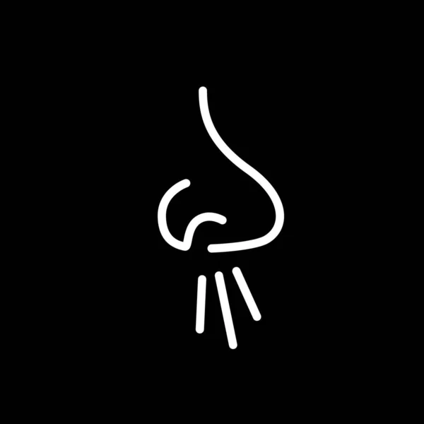 Runny Nase Vektor Symbol Auf Schwarzem Hintergrund Liniensymbol — Stockvektor