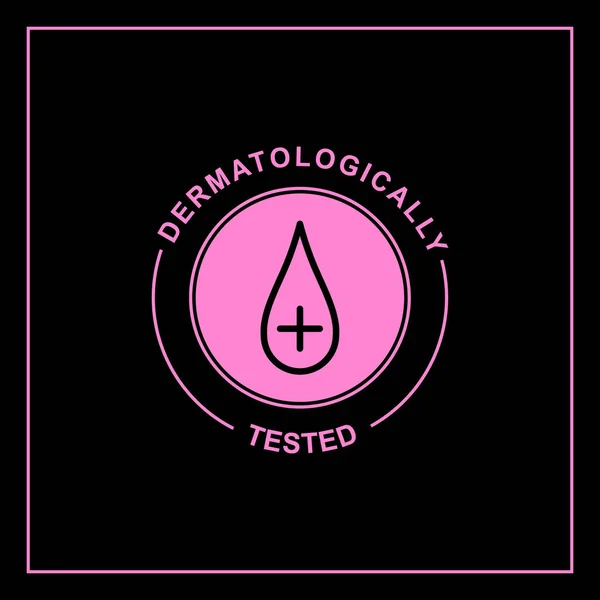 Dermatolojik Olarak Test Edilmiş Logo Hipoalerjenik Paket Etiketinin Vektör Bırakma — Stok Vektör