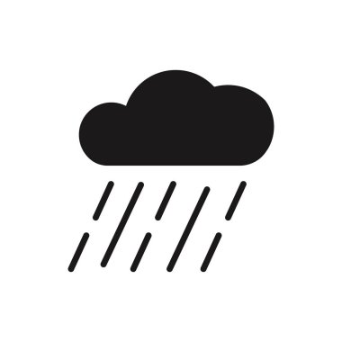 Beyaz arka planda ikon bulutu ve yağmur. Stok vektörü