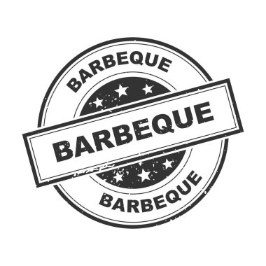 Beyaz arka planda barbekü yuvarlak grunge tabelası. Stok vektörü