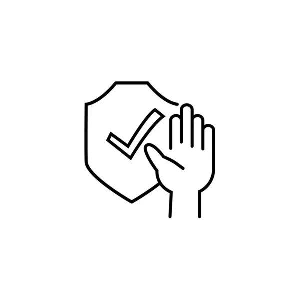 Hand Und Schild Symbol Auf Weiß Gesundheitsversorgung Vektortrend Ikone — Stockvektor