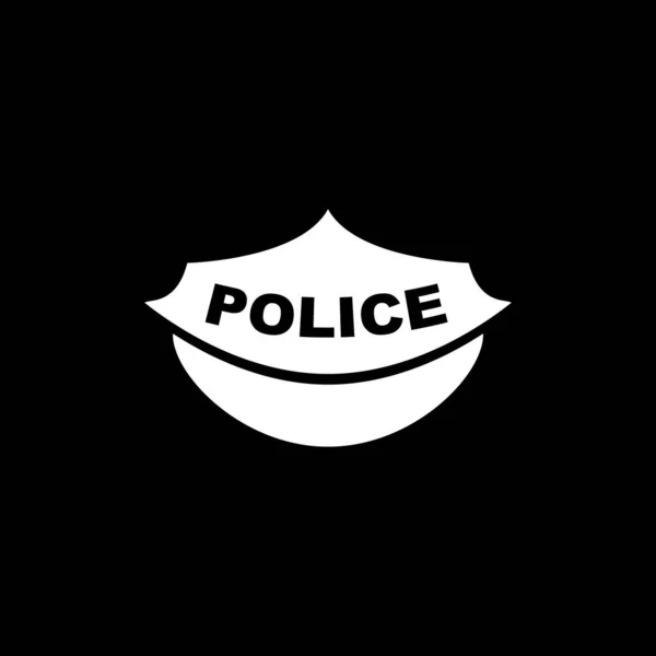 Police Peaked Cap Icon Isolated Black Background — Stock Vector