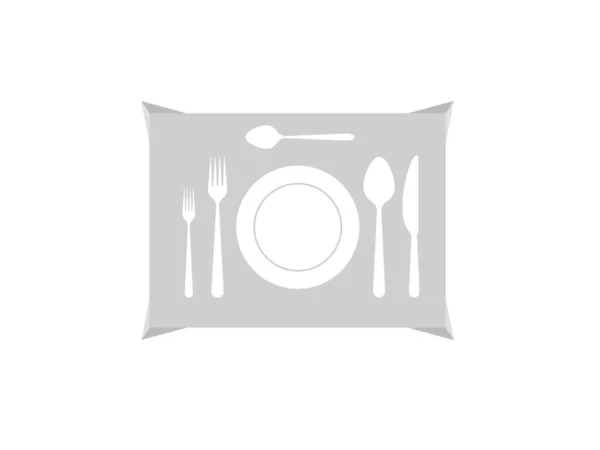 Table Setting Top View Modern Cutlery Set Serving One Person — Stock Vector