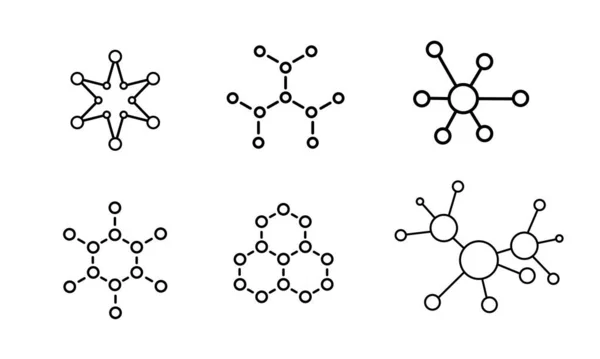 Структура Вещества Молекула Формулы Набор Научных Икон Контур Контурной Линии — стоковый вектор