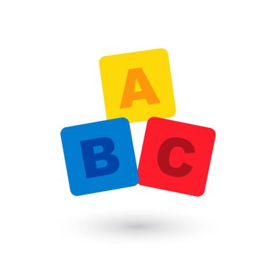 ABC düz simgeyi engelliyor. A, B, C harfleriyle düz alfabe küpleri