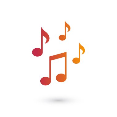 Müzik notaları işaret simgesi. Müzik sembolü. Bulanık gradyan tasarım elementi. Canlı grafik düz simgesi.