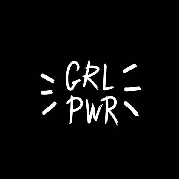 Γυναικεία Επιγραφή Δύναμη Χειρόγραφη Φωτεινό Ροζ Ζωντανή Γραμματοσειρά Grl Pwr — Διανυσματικό Αρχείο