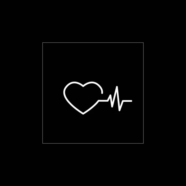 Outline Heart Impulse Web Icon Black Background — Stock Vector