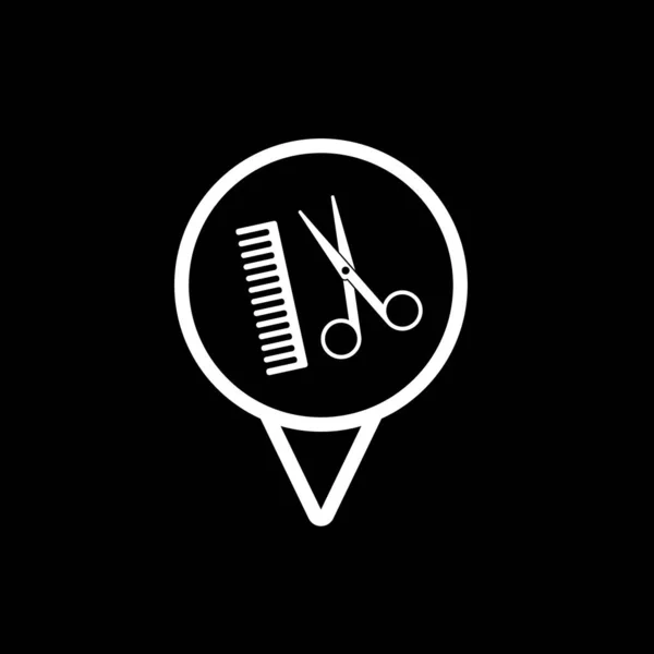 Scissors Comb Hairdresser Icon Black Background — Stock Vector
