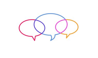 Konuşma baloncukları güncel sorunları tartışmak için sosyal etkileşimin faaliyetlerini sembolize eder