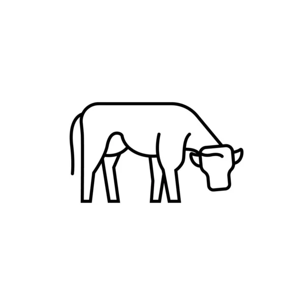 Kuh Symbol Auf Weißem Hintergrund Bauernhof Tier Liniensymbol — Stockvektor