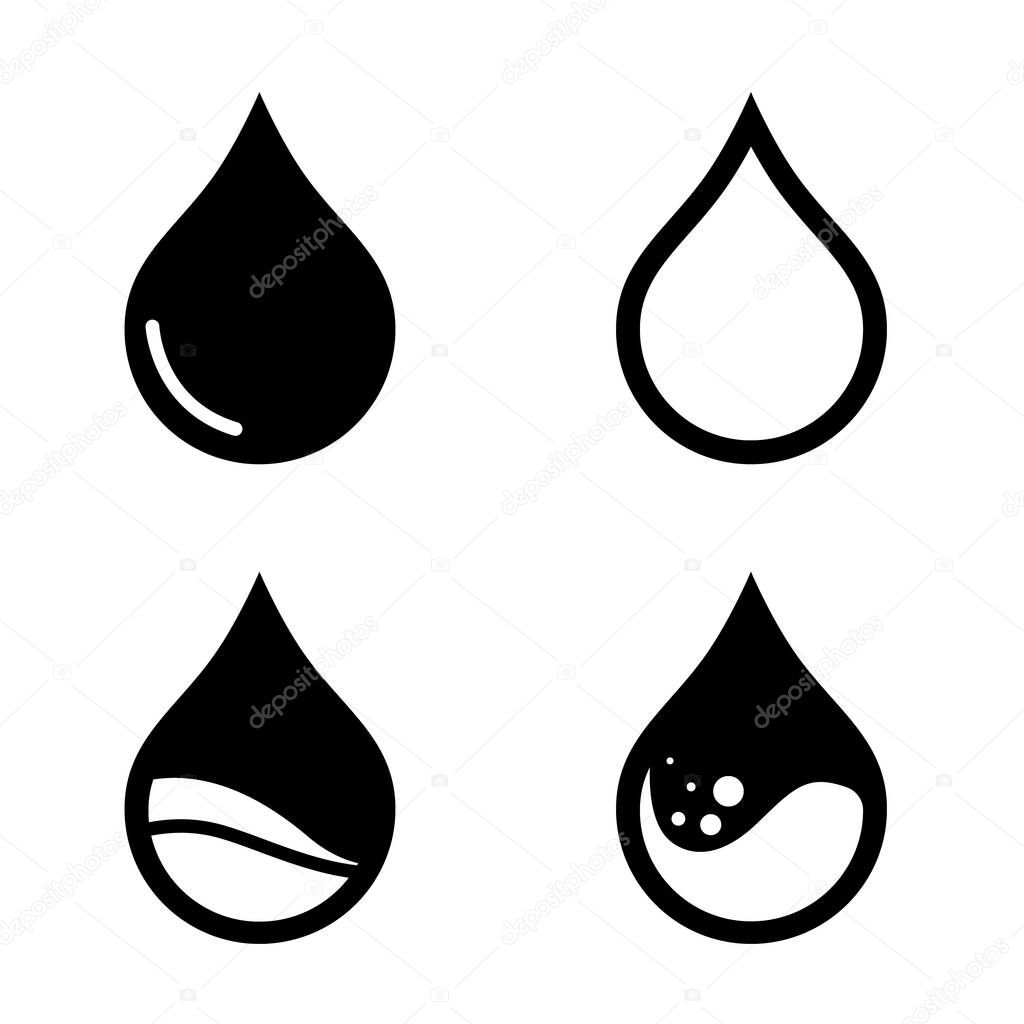 Simple iconic shapes of oil petroleum droplets that are processed for fuel and energy sources