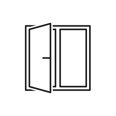 Beyaz arkaplanda Pencere Simgesi. Vektör Logosu Tasarım Şablonu