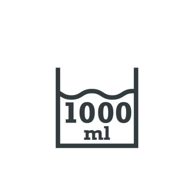 Litre işareti beyaz üzerinde 1000 mililitre tahmini hacim