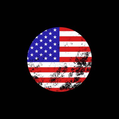 Grunge USA Flag siyah arka planda. Vektör