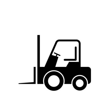 Beyaz arkaplanda siyah forklift kamyon vektör simgesi