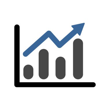 Grafik çubukları simgesinde büyüyen tek bir siyah ok. Vektör