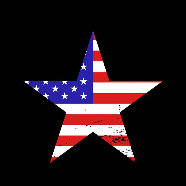 Grunge Usa Flag Siyah Arka Planda Vektör — Stok Vektör