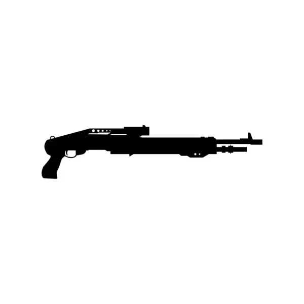 Shotgun Black Silhouette Vector Illustration Isolated White Background — Stock Vector