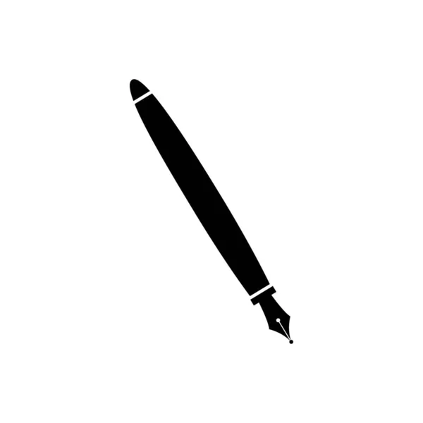 Иконка Пера Черный Простой Значок Белом Фоне Силуэт Ручки Фонтана — стоковый вектор