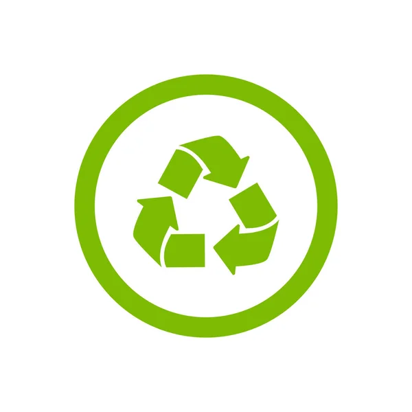 Ícone Reciclagem Verde Fundo Branco Vetor — Vetor de Stock