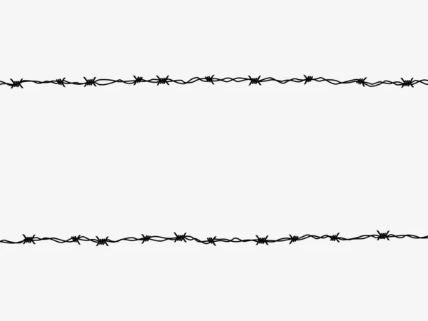 Horizontal Thorn Fence Image Barbed Wire White Background Vector — Stock Vector