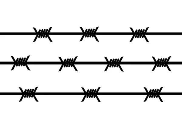 Горизонтальне Зображення Огорожі Шипа Колючий Дріт Білому Тлі Векторні — стоковий вектор