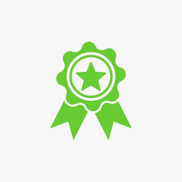 Зелена Медаль Зіркою Стрічкою Значок Нагородження Переможців Векторні — стоковий вектор