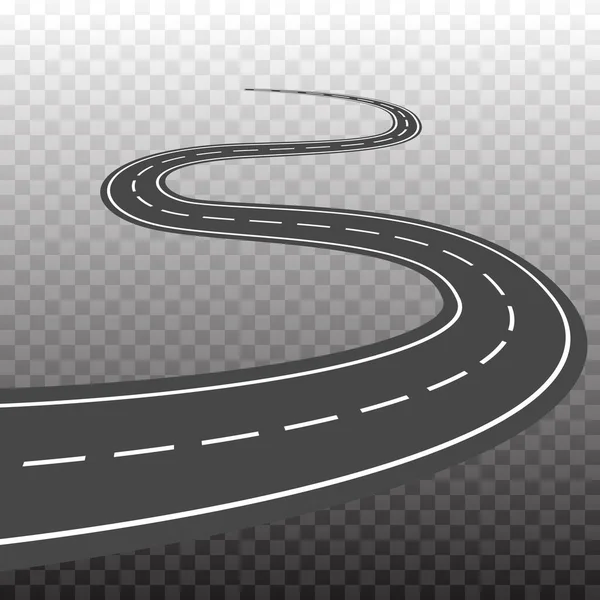 Carretera Curva Con Marcas Blancas Ilustración Vectorial — Vector de stock