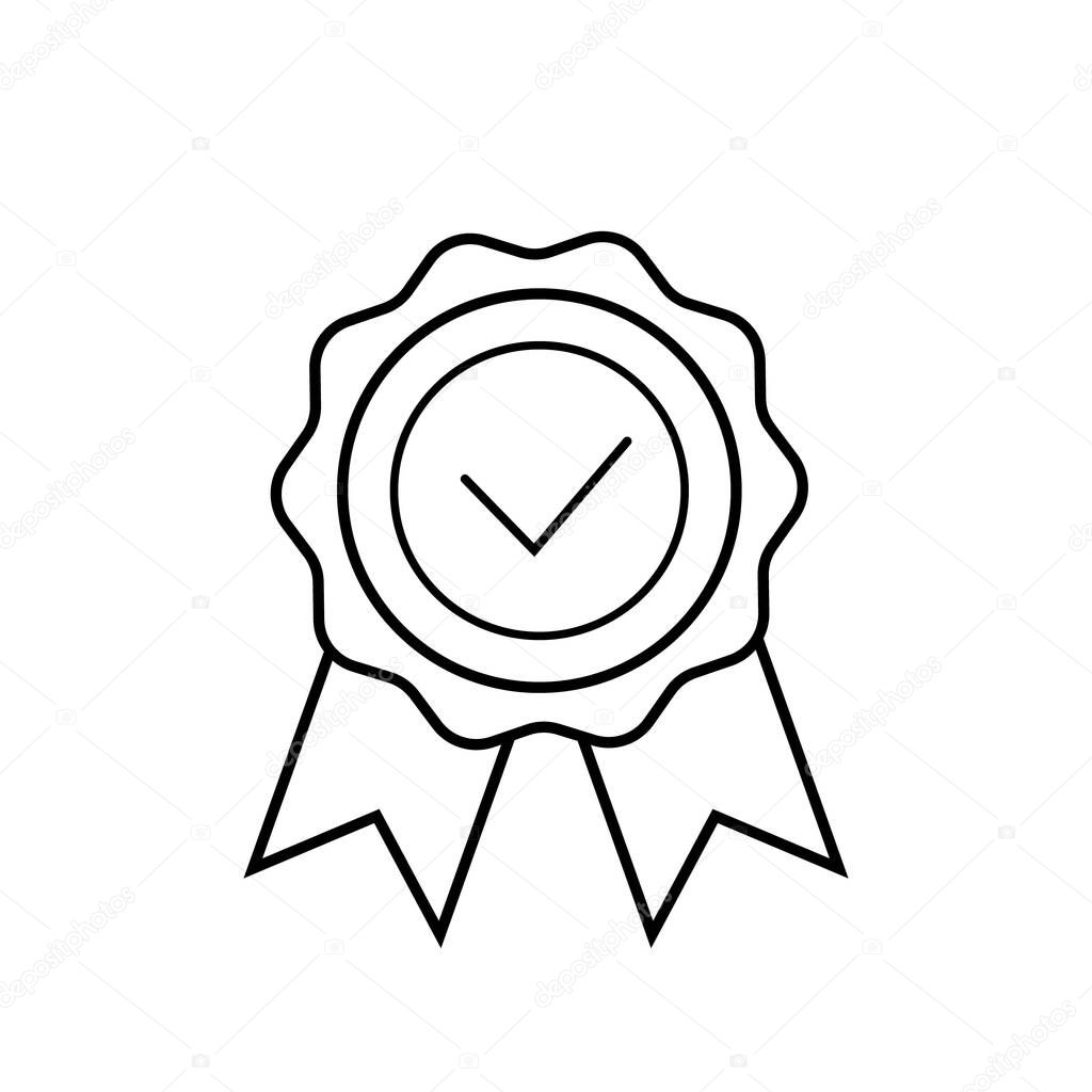 Certificate icon. Premium quality. Achievement badge. Profile Verification. Check mark icon.