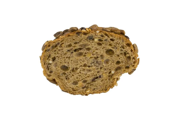 Ένα Κομμάτι Ψωμί Από Χοντρό Αλεύρι Που Απομονώνονται Λευκό Φόντο — Φωτογραφία Αρχείου