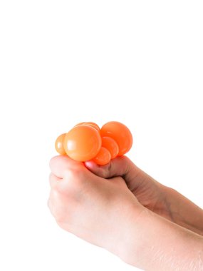 Çocuğun elleri kabarcıklar strese karşı oyuncak dışarı sıkmak. Sakinleştirici bir aygıt. Ruhsal bozukluk tedavisinde.