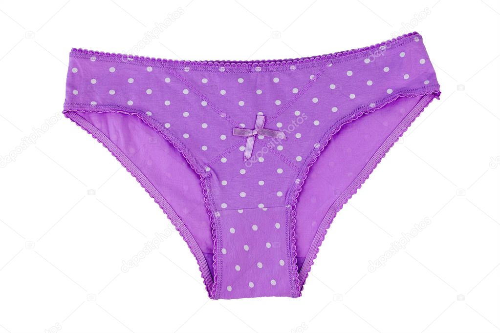 Lilac cotton women's briefs isolated on white background.