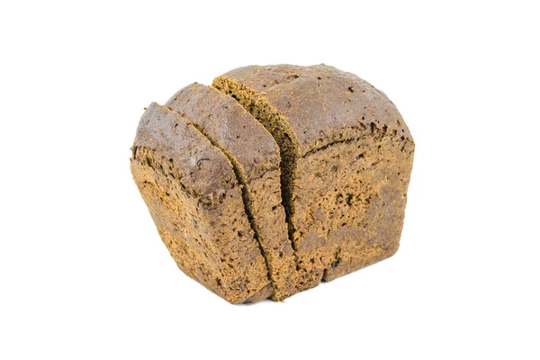 白い背景に孤立した切断片を持つ粗粉で作られたパン. — ストック写真