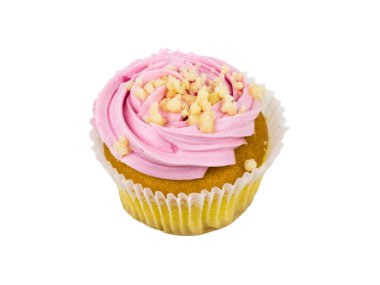 Beyaz arka plan üzerinde izole berry krem ile Cupcakes.