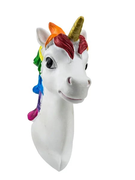 Vista frontal de la cabeza de unicornio aislada sobre fondo blanco. Tendencia. Minimalismo . — Foto de Stock