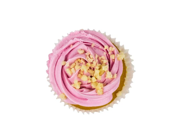 Beyaz bir arka plan üzerinde izole parlak çerezleri ile Cupcake. Yukarıdan görünüm. — Stok fotoğraf