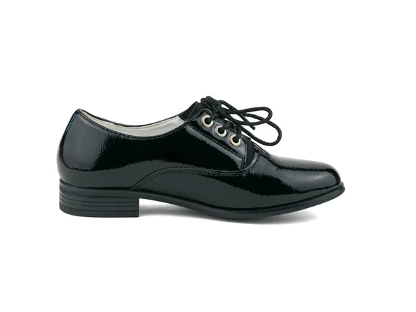 Eleganckie damskie buty z lewą stopą na białym tle. — Zdjęcie stockowe