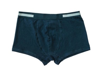 Beyaz arka planda izole edilmiş şık siyah erkek iç çamaşırları..