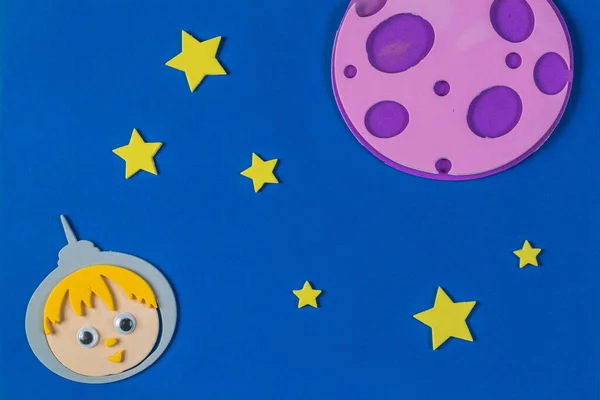 Paper applique on the theme of space with a man and stars. — Stock Photo, Image