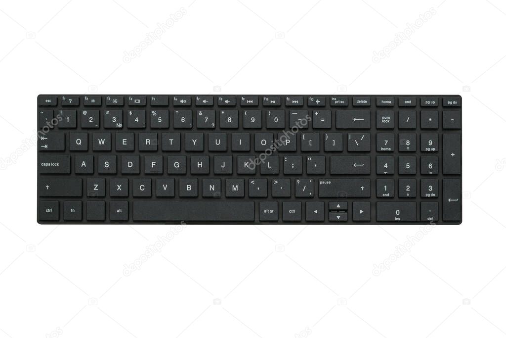 Laptop keyboard isolated on a white background.