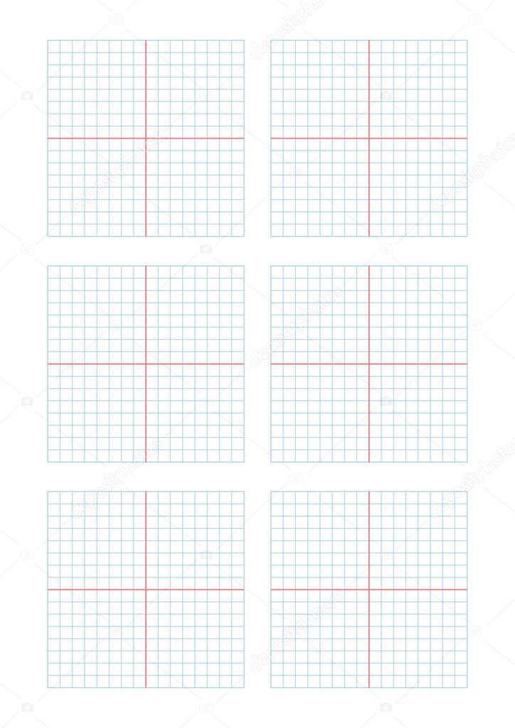 A set of Cartesian coordinate systems on blue graph paper with c