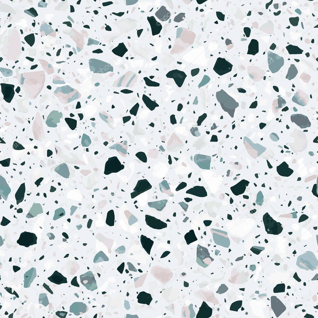 Terrazzo flooring vector seamless pattern in light colors