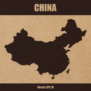 Çin detaylı harita Kraft kağıt üzerinde