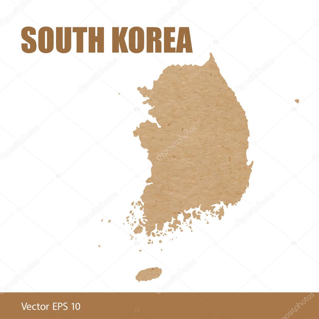 Detailed map of South Korea cut out of craft paper