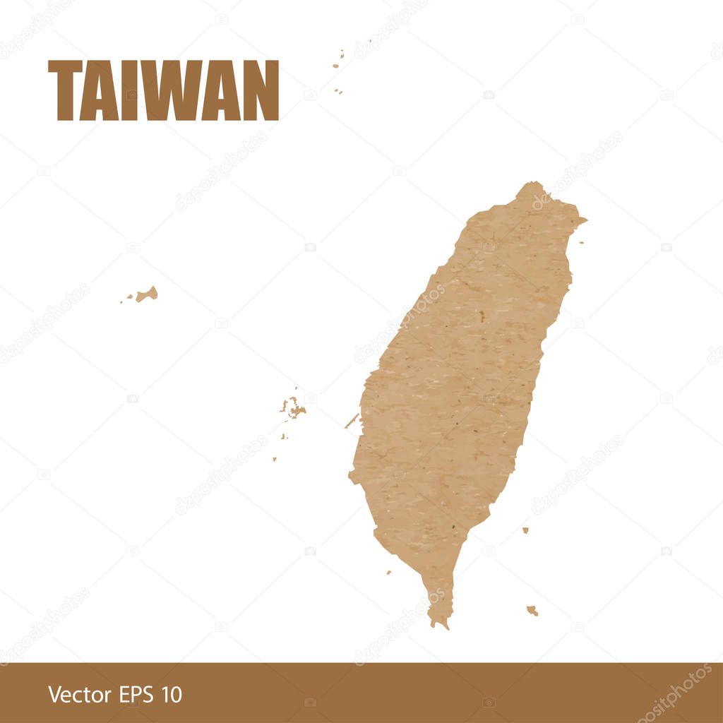 Vector illustration of detailed map of Taiwan cut out of craft paper or cardboard