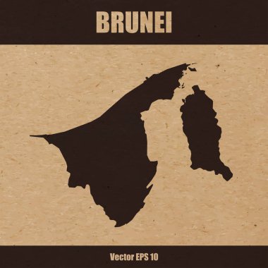 Brunei detaylı harita Kraft kağıt üzerinde